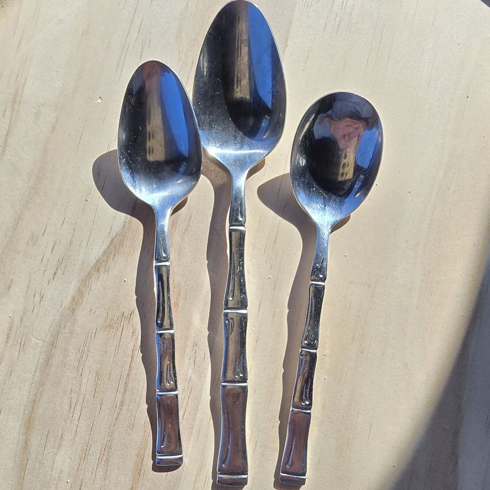 Tahitian‎ (Stainless)by Imperial Intl Bamboo Korea 3 Spoon Lot Discontinued...